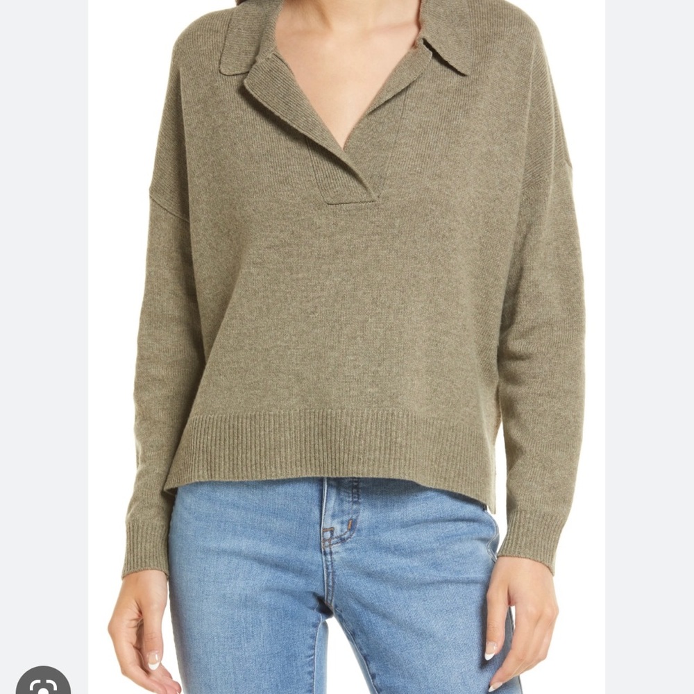 Madewell Davie Polo Sweater Merino Wool Blend Large